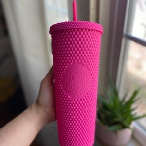 Hot pink studded Starbucks cup